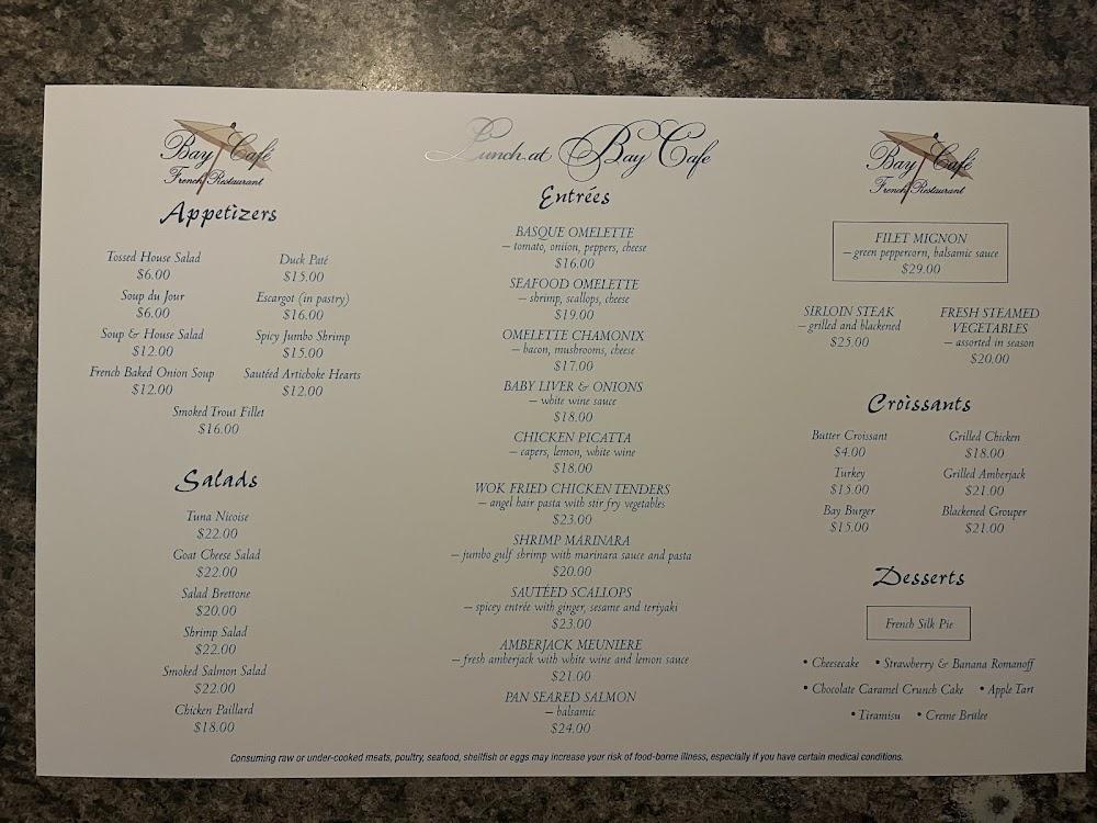 Bay Cafe French Restaurant Menu image 1