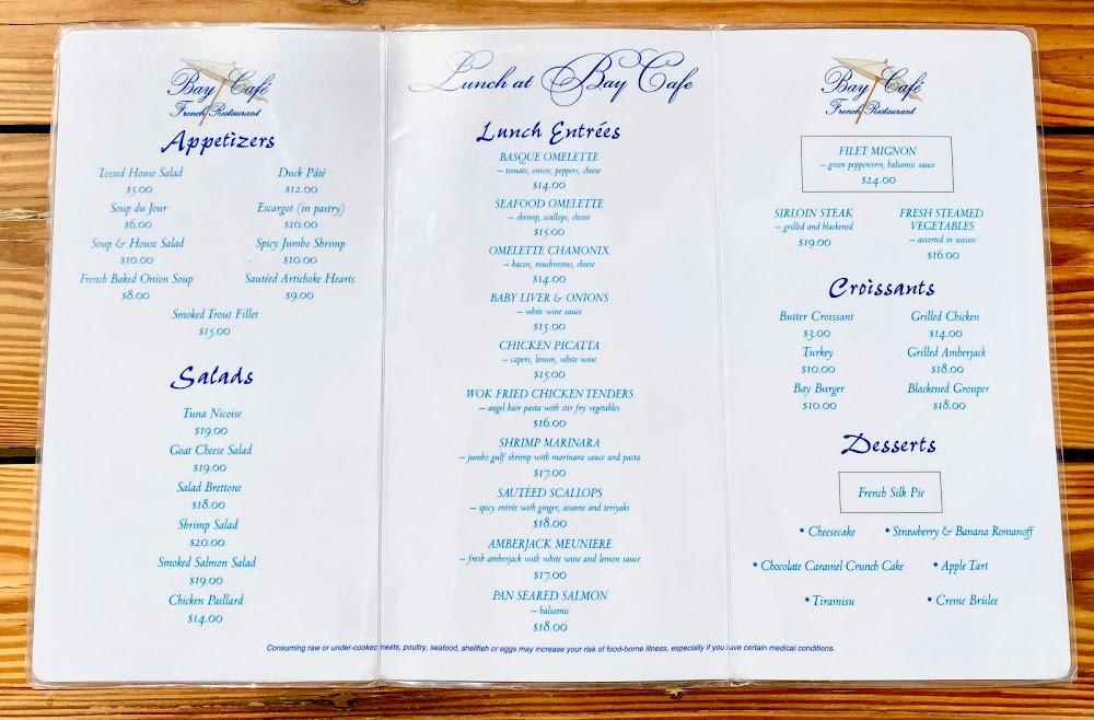 Bay Cafe French Restaurant Menu image 3